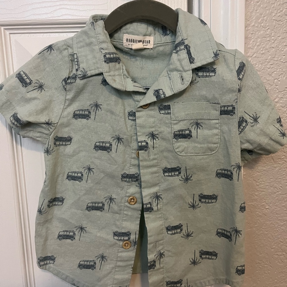 Kids Palm Print Shirt - Green